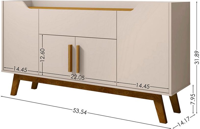 Manhattan Comfort Buffets & Cabinets - Addie 53.54 Sideboard in Off White and Cinnamon