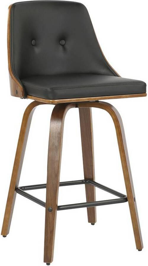 Lumisource Barstools - Gianna 26" Counter Stool In Walnut With Black Faux Leather (Set of 2)