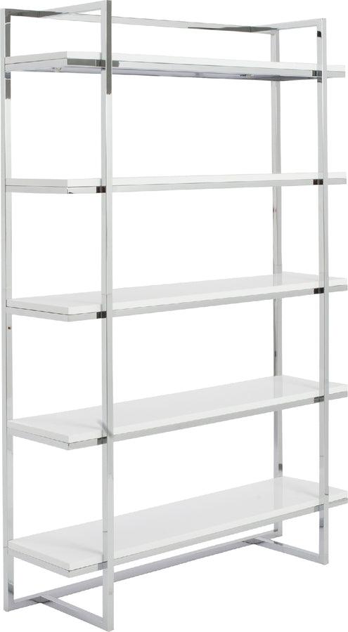 Euro Style Shelves - Gilbert 5 Shelving Unit in White with Chrome Frame