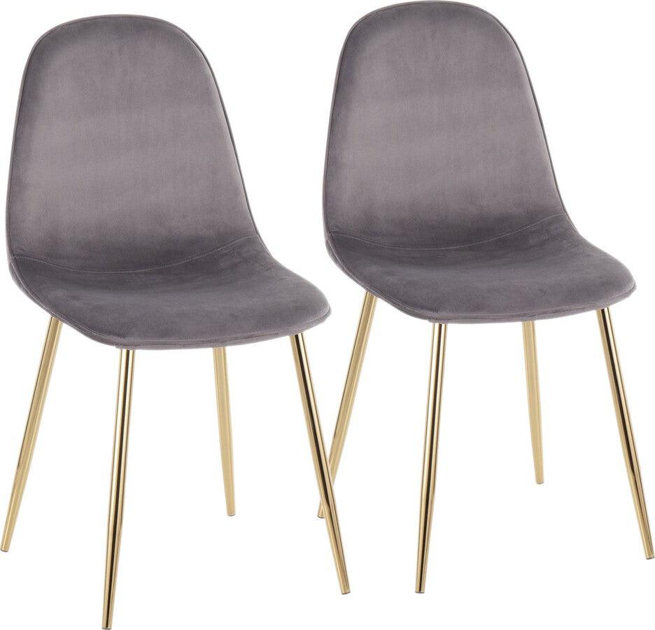 Lumisource Living Room Sets - Pebble Chair 35" Gold Steel & Gray Velvet (Set of 2)