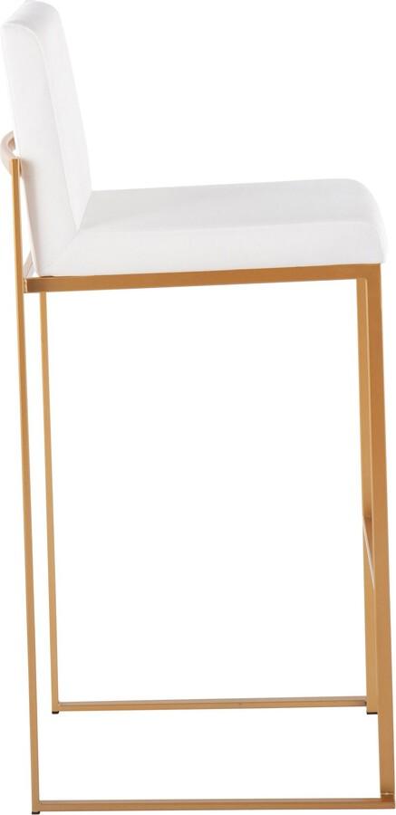 Lumisource Barstools - Fuji High Back Barstool In Gold Steel & White Velvet (Set of 2)