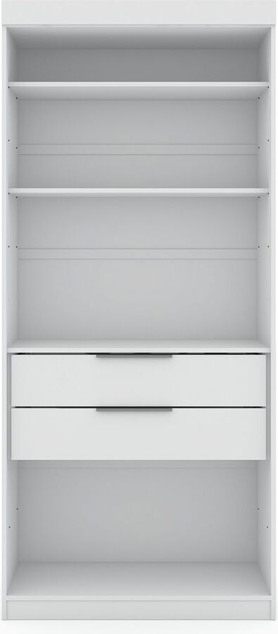 Manhattan Comfort Cabinets & Wardrobes - Mulberry Open 1 Sectional Modern Armoire Wardrobe Closet with 2 Drawers in White