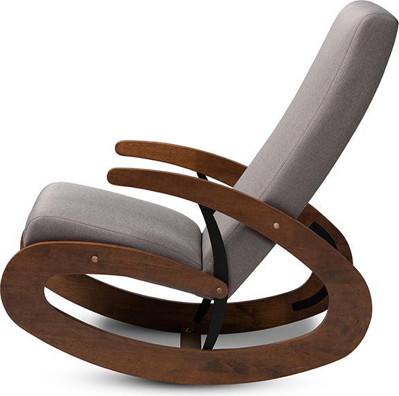 Wholesale Interiors Rocking Chairs - Kaira Modern And Contemporary Gray Fabric Upholstered And Walnut-Finished Wood Rocking Chair