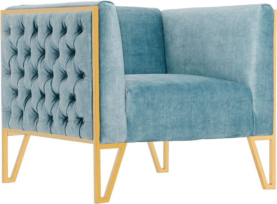 Manhattan Comfort Accent Chairs - Vector Accent Chair in Ocean Blue and Gold (Set of 2)