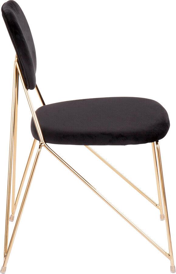 Lumisource Dining Chairs - Gwen Contemporary-Glam Chair in Gold Metal with Black Velvet - Set of 2