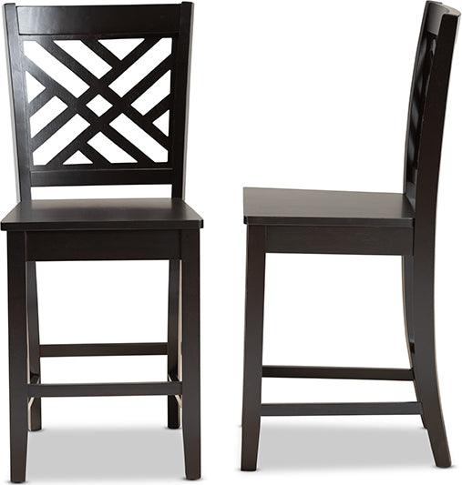 Wholesale Interiors Barstools - Caron Modern and Contemporary Transitional Dark Brown Finished Wood 2-Piece Counter Stool Set