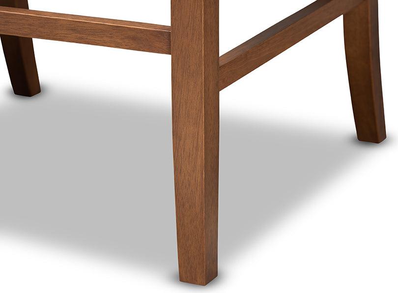 Wholesale Interiors Barstools - Alira Modern and Grey Fabric Upholstered Walnut Finished Wood Button Tufted Bar Stool Bench