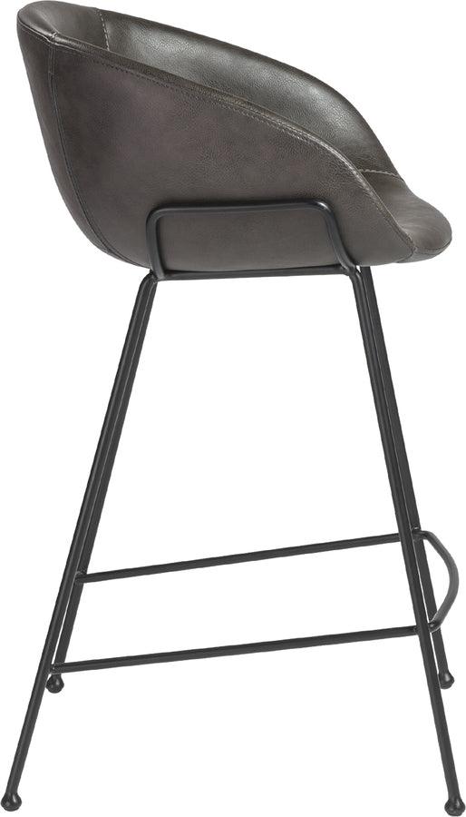 Euro Style Barstools - Zach-C Counter Stool with Dark Gray & Matte Black- Set of 2