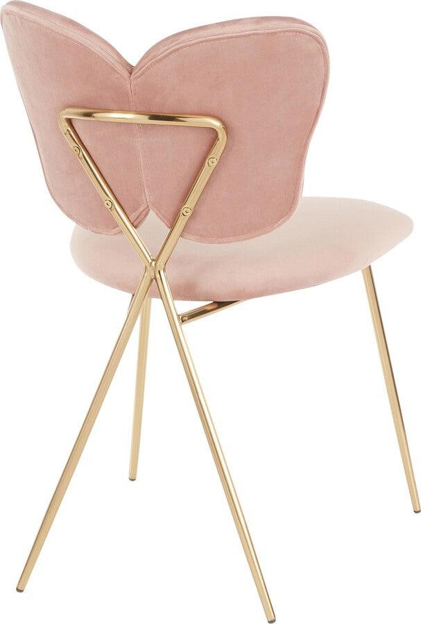 Lumisource Dining Chairs - Madeline Contemporary/Glam Chair in Gold Metal & Blush Pink Velvet - Set of 2