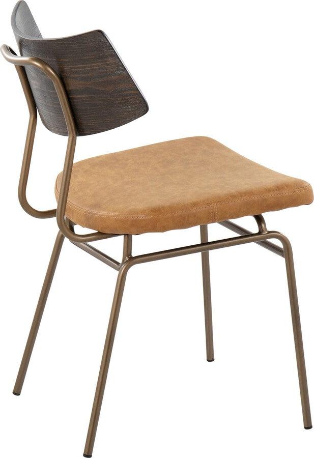 Lumisource Accent Chairs - Walker Chair In Antique Copper Metal, Mustard Yellow Faux Leather, & Walnut Wood (Set of 2)