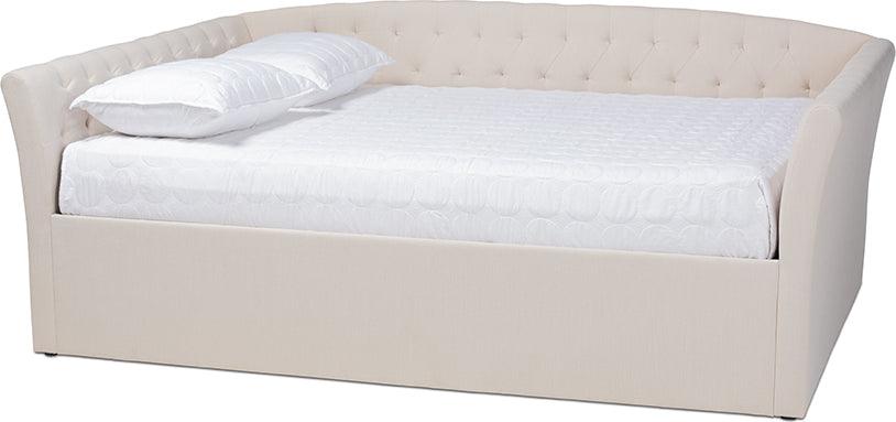 Wholesale Interiors Daybeds - Delora Modern and Contemporary Beige Fabric Upholstered Full Size Daybed