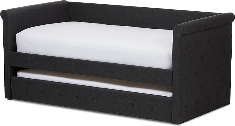 Wholesale Interiors Daybeds - Alena Modern And Contemporary Dark Grey Fabric Daybed With Trundle