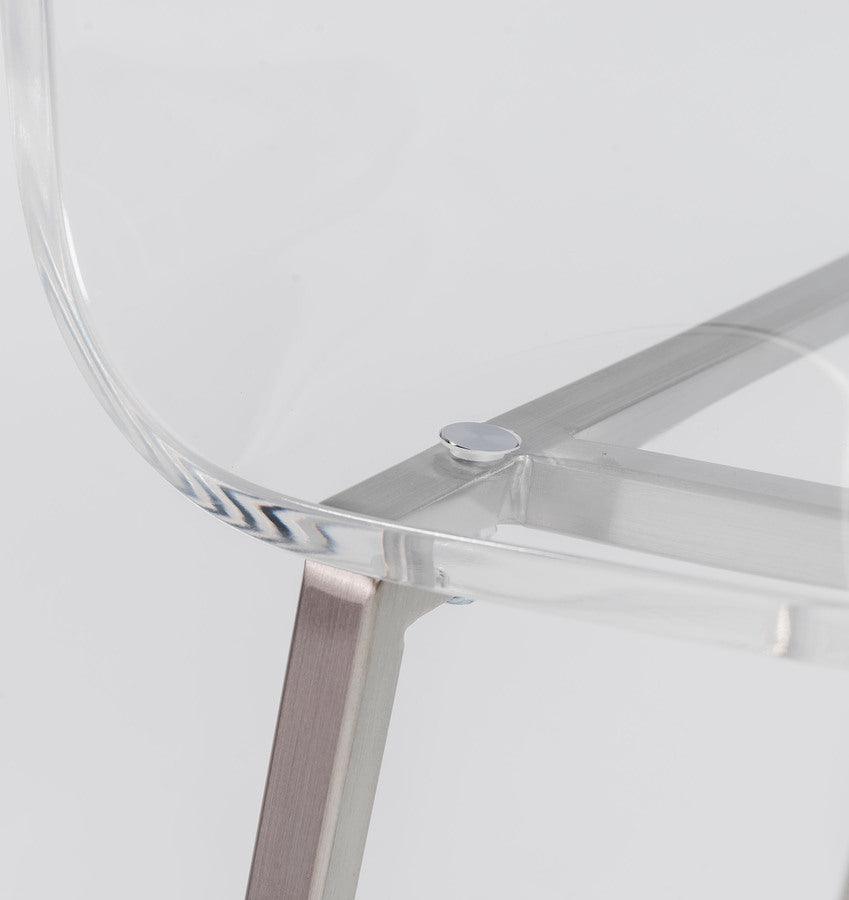 Euro Style Barstools - Chloe Bar Stool in Clear Acrylic with Brushed Aluminum Legs - Set of 2