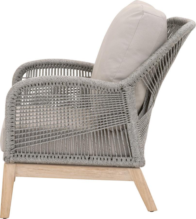 Essentials For Living Outdoor Chairs - Loom Outdoor Club Chair Platinum Rope, Smoke Gray, Gray Teak