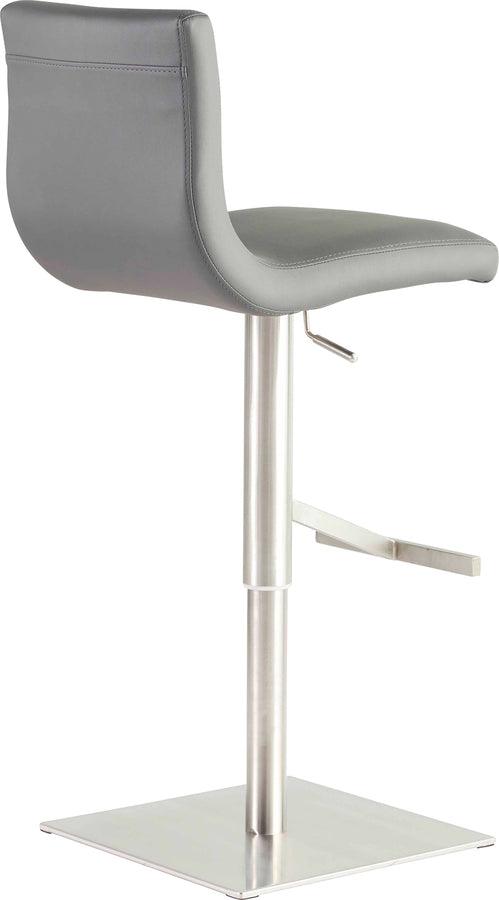Euro Style Barstools - Scott Adjustable Bar/Counter Stool In Gray With Brushed Stainless Steel Base