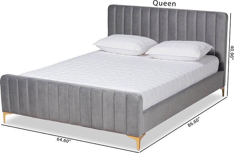 Wholesale Interiors Beds - Nami Queen Bed Light Gray & Gold