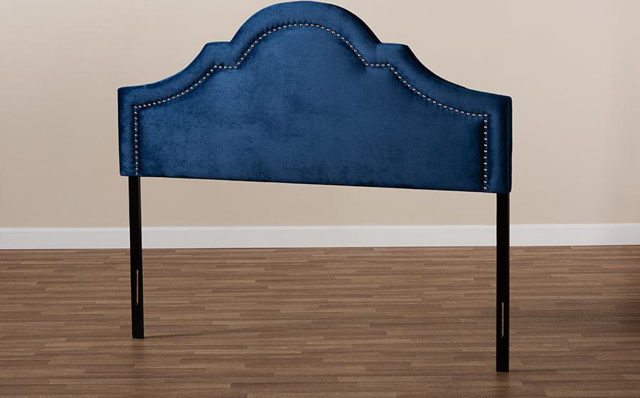 Wholesale Interiors Headboards - Rita Modern And Contemporary Navy Blue Velvet Fabric Upholstered Full Size Headboard