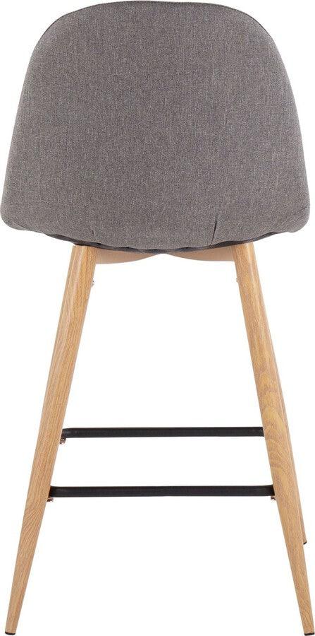 Lumisource Barstools - Pebble Counter Stool In Natural Metal & Charcoal Fabric (Set of 2)