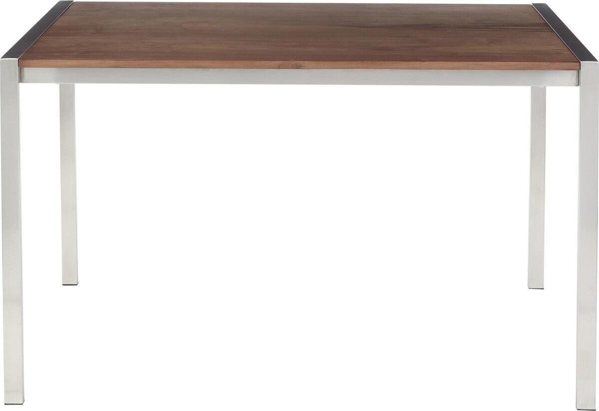 Lumisource Dining Tables - Fuji Modern Dining Table in Stainless Steel with Walnut Wood Top