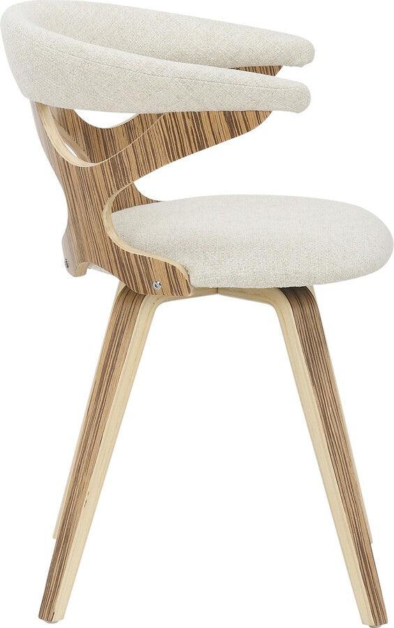 Lumisource Dining Chairs - Gardenia Mid-Century Modern Dining/accent Chair with Swivel in Zebra Wood & Cream Fabric