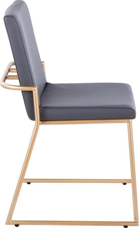 Lumisource Dining Chairs - Dutchess Contemporary Dining Chair In Gold Steel & Grey Faux Leather (Set of 2)