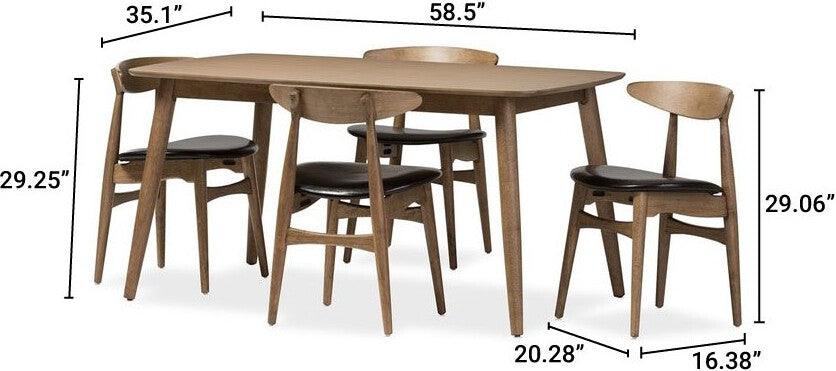 Wholesale Interiors Dining Sets - Edna Dining Set For 4 Black & Light Brown