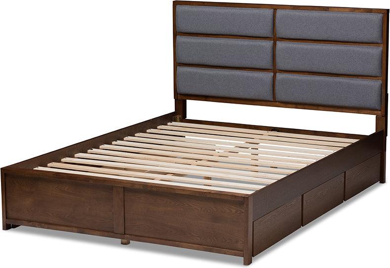 Wholesale Interiors Beds - Macey King Storage Bed Gray & Walnut Brown