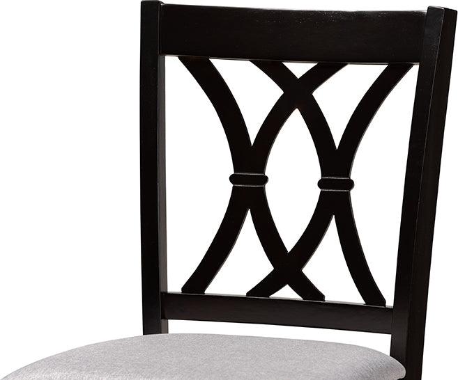 Wholesale Interiors Barstools - Calista Grey Fabric Upholstered and Espresso Brown Finished Wood 2-Piece Bar Stool Set
