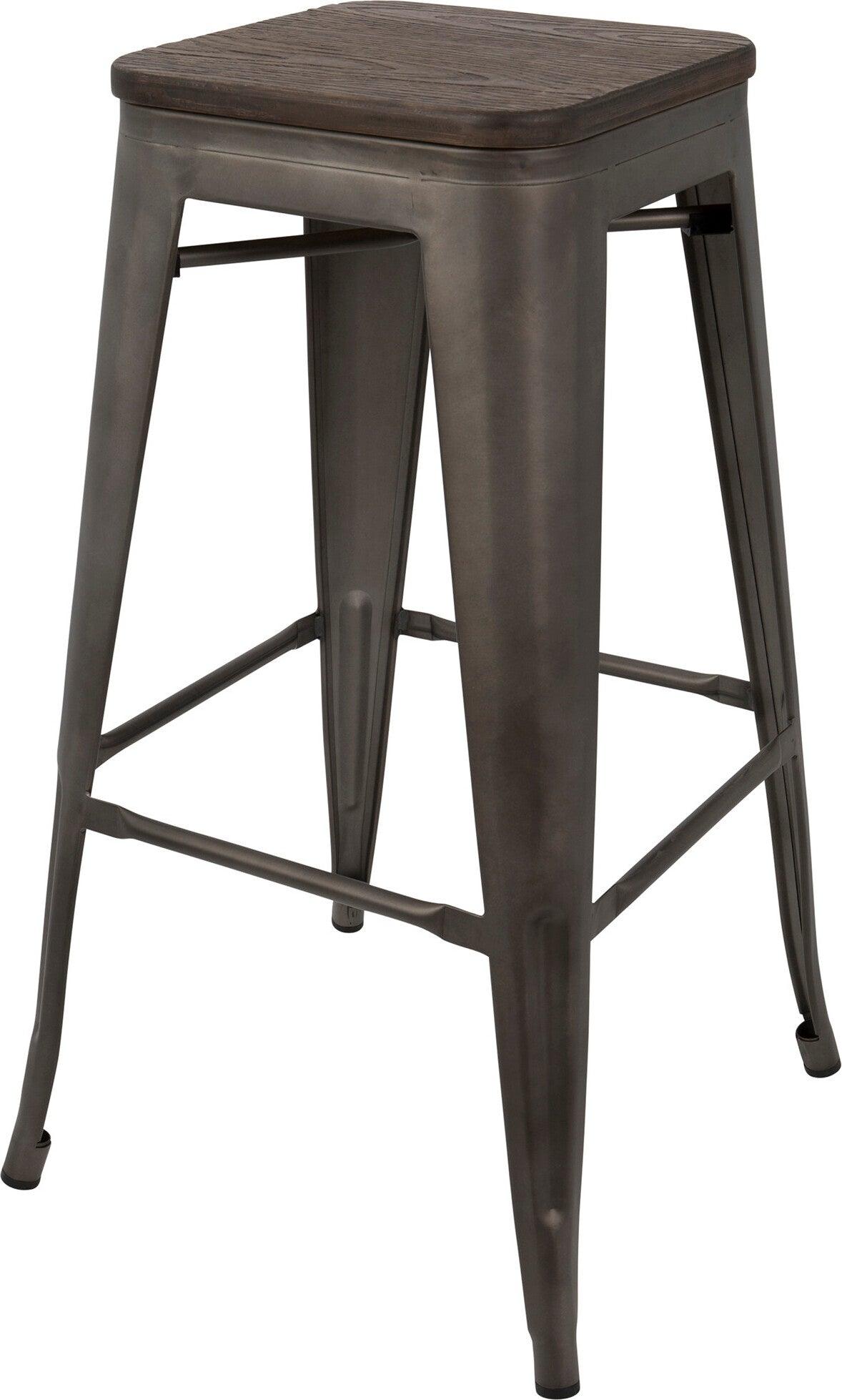 Lumisource Barstools - Oregon Barstool Dark Espresso & Antique Finish (Set of 2)