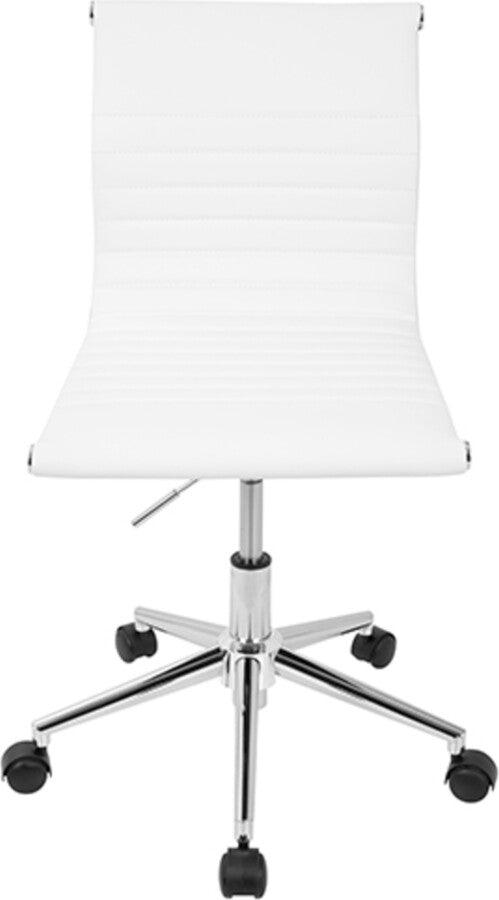 Lumisource Task Chairs - Master Contemporary Armless Adjustable Task Chair in White Faux Leather