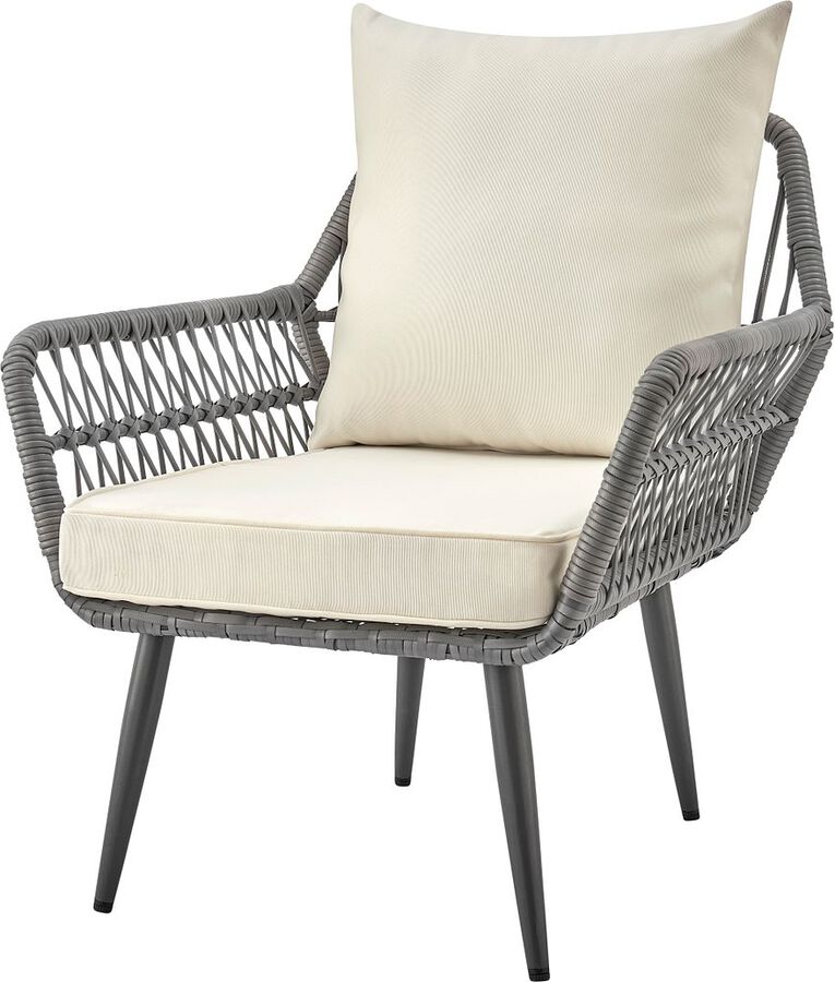 Manhattan Comfort Outdoor Conversation Sets - Cannes Patio 2- Person Seating Group with End Table with Cream Cushions