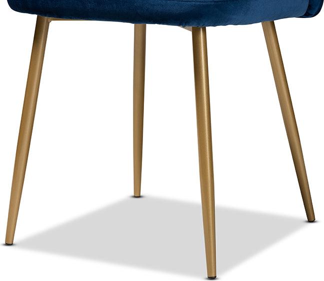 Wholesale Interiors Dining Chairs - Fantine Glamour Dining Chair Navy Blue & Gold (Set of 2)
