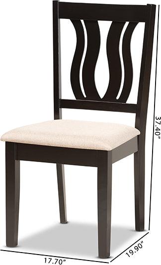 Wholesale Interiors Dining Chairs - Fenton Sand Fabric Upholstered and Dark Brown Finished Wood 2-Piece Dining Chair Set