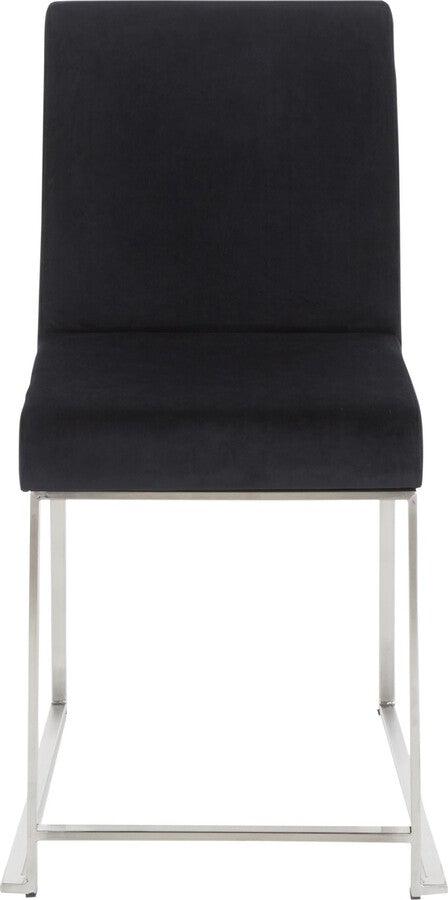 Lumisource Dining Chairs - High Back Fuji Contemporary Dining Chair in Stainless Steel and Black Velvet - Set of 2