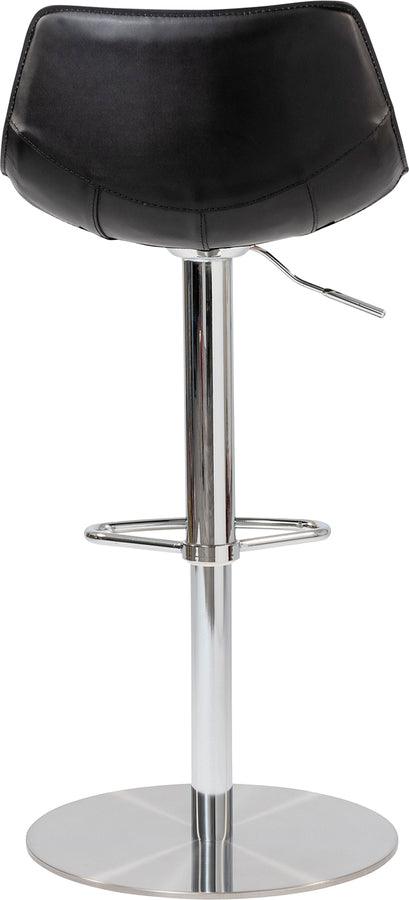 Euro Style Barstools - Rudy Adjustable Swivel Bar/Counter Stool in Black with Brushed Stainless Steel Base