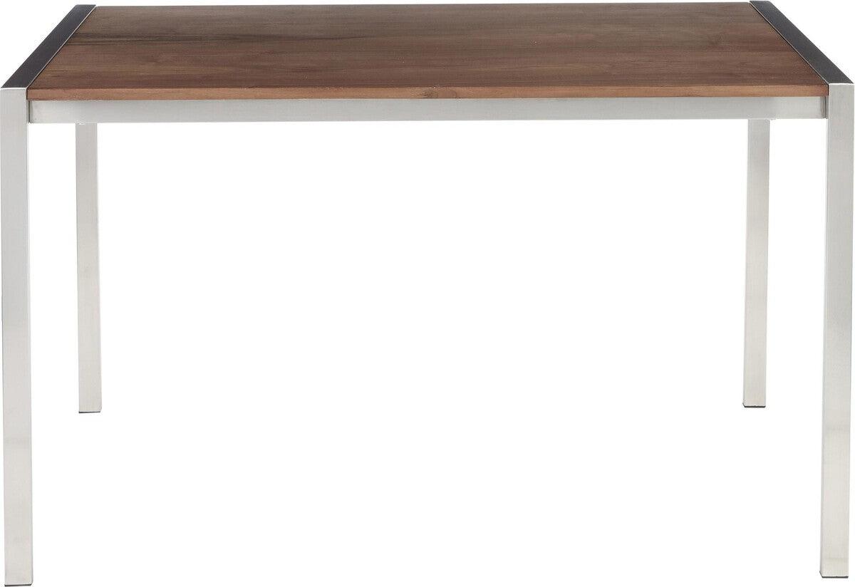 Lumisource Dining Tables - Fuji Modern Dining Table in Stainless Steel with Walnut Wood Top