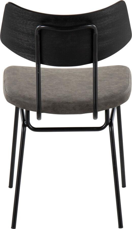 Lumisource Accent Chairs - Walker Chair In Black Metal, Dark Grey Faux Leather, & Black Wood (Set of 2)