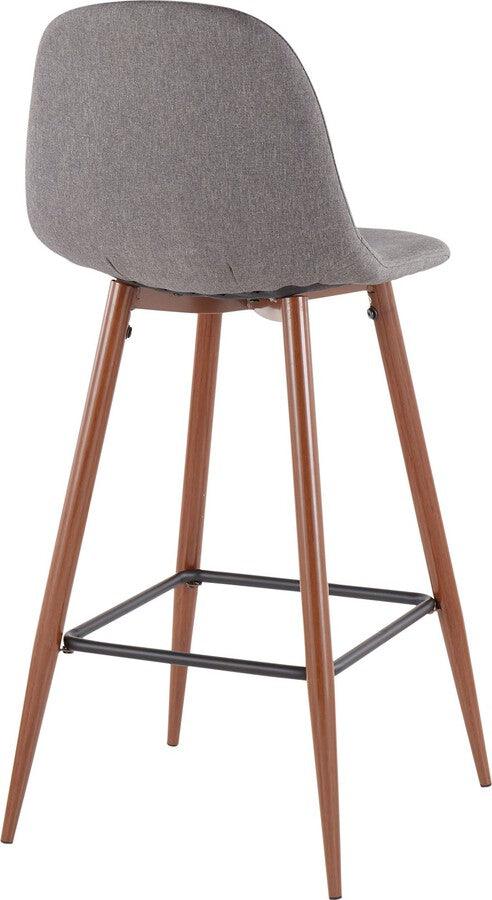 Lumisource Barstools - Pebble Mid-Century Modern Barstool in Walnut Metal and Charcoal Fabric - Set of 2