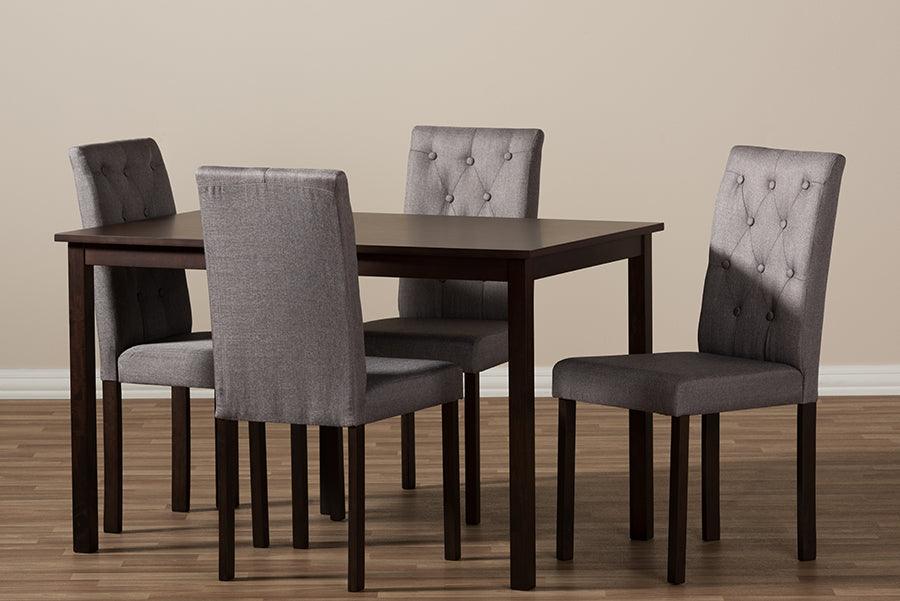 Wholesale Interiors Dining Sets - Gardner Contemporary 5-Piece Dark Brown Grey Fabric Upholstered Dining Set