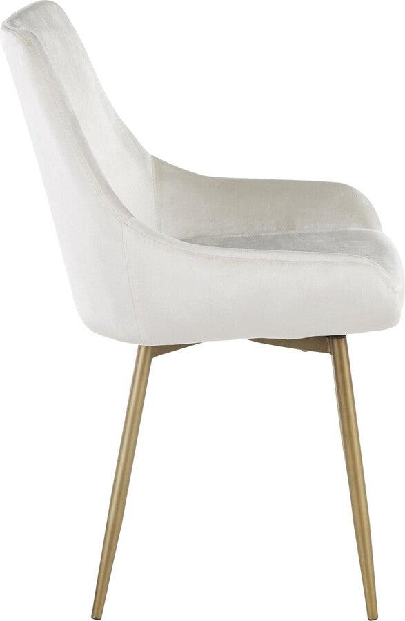 Lumisource Dining Chairs - Diana Contemporary Chair in Satin Brass Metal & Cream Velvet - Set of 2