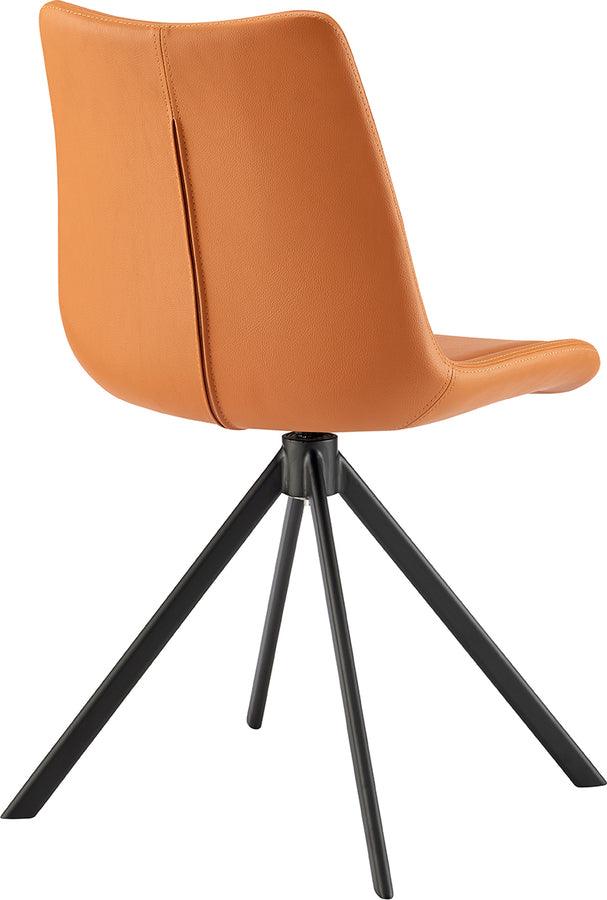 Vind Swivel Side Chair in Cognac Leatherette with Black Steel Legs