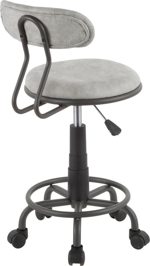 Lumisource Task Chairs - Swift Industrial Task Chair in Grey Metal and Light Grey Faux Leather