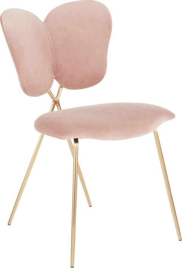Lumisource Dining Chairs - Madeline Contemporary/Glam Chair in Gold Metal & Blush Pink Velvet - Set of 2