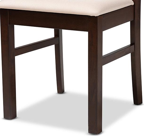 Wholesale Interiors Dining Chairs - Amara Mid-Century Modern Cream Fabric and Dark Brown Finished Wood 2-Piece Dining Chair Set