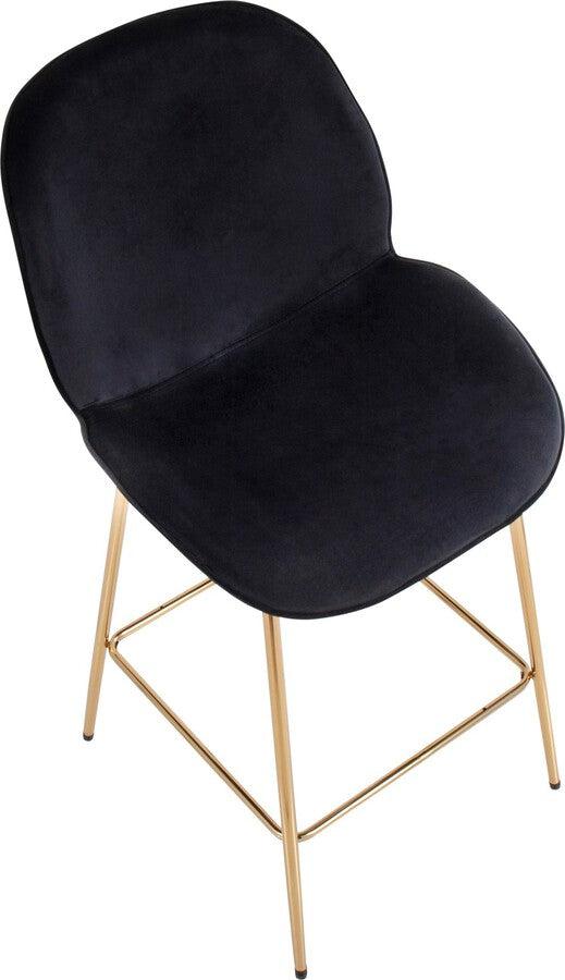 Lumisource Barstools - Diva /Glam Counter Stool In Gold Steel & Black Velvet (Set of 2)
