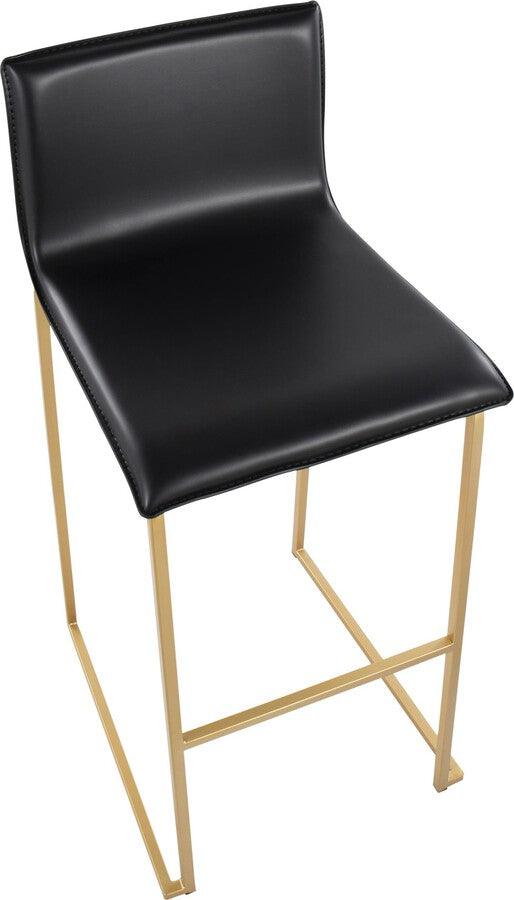 Lumisource Barstools - Mara Barstool In Gold Steel & Black Faux Leather (Set of 2)