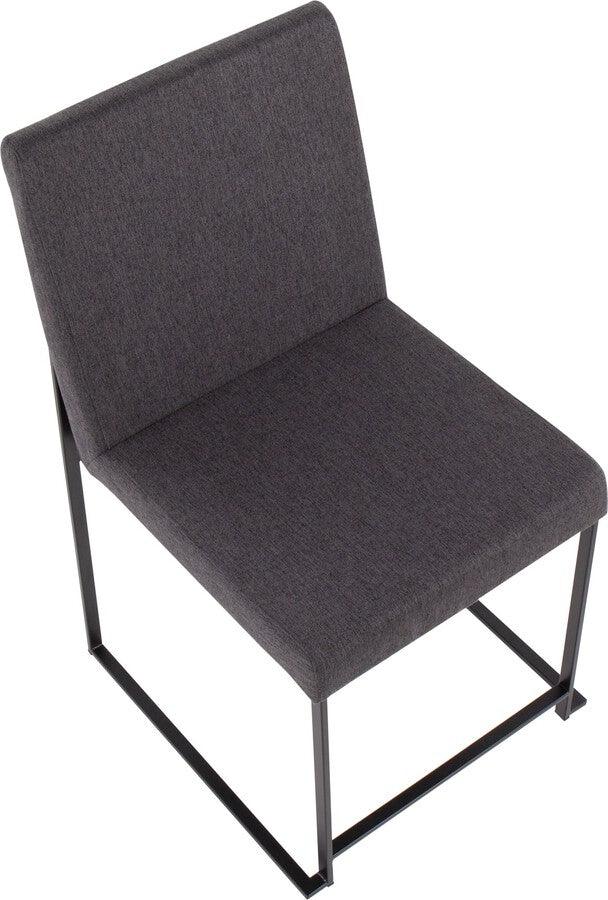 Lumisource Dining Chairs - High Back Fuji Contemporary Dining Chair In Black Steel & Charcoal Fabric (Set of 2)