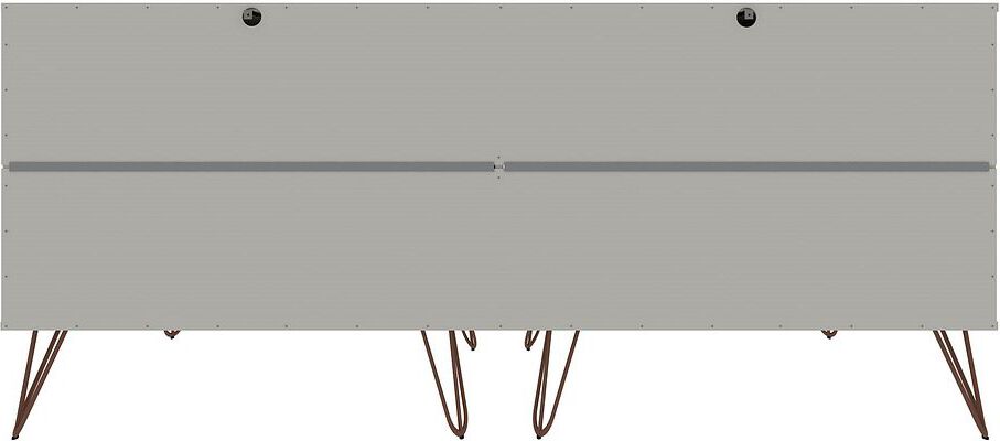 Manhattan Comfort Dressers - Rockefeller 6-Drawer Double Low Dresser with Metal Legs in Off White