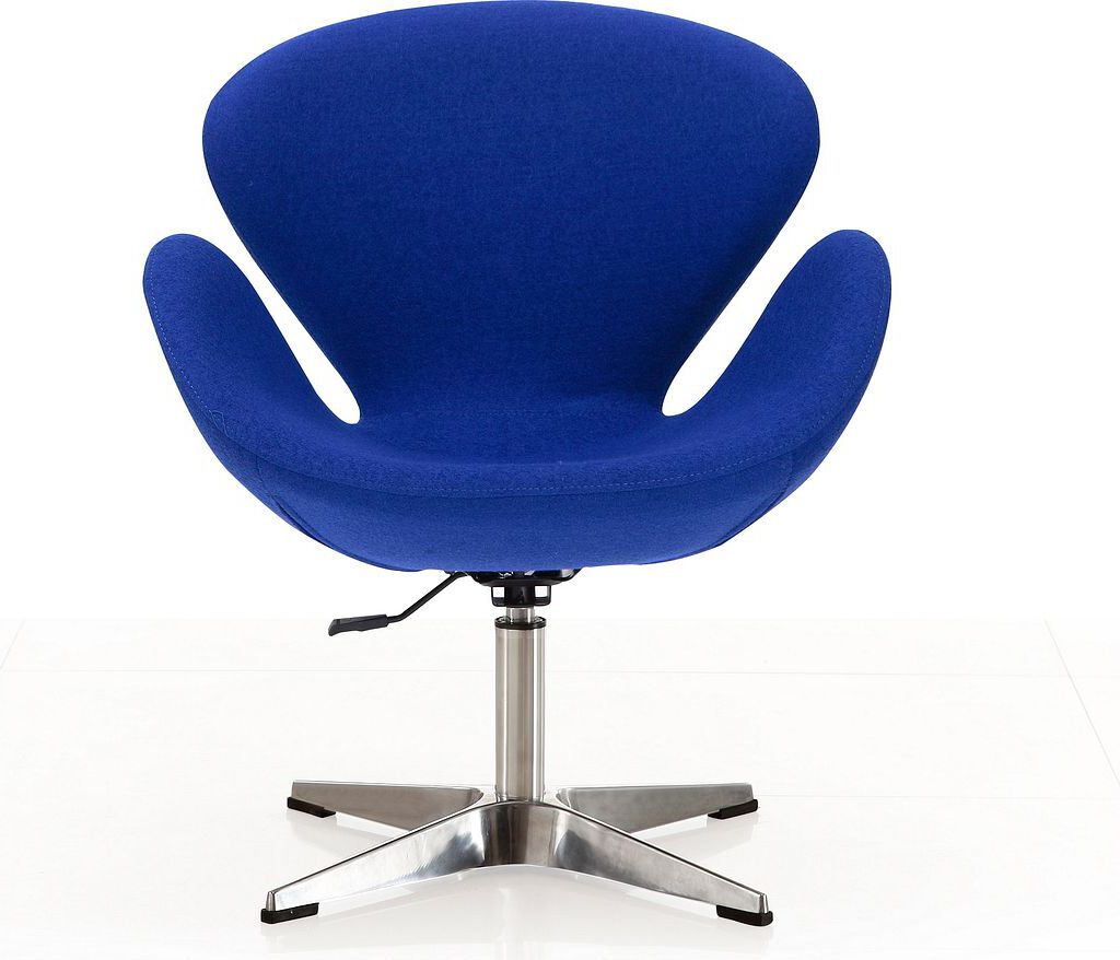 Manhattan Comfort Task Chairs - Raspberry Blue and Polished Chrome Wool Blend Adjustable Swivel Chair
