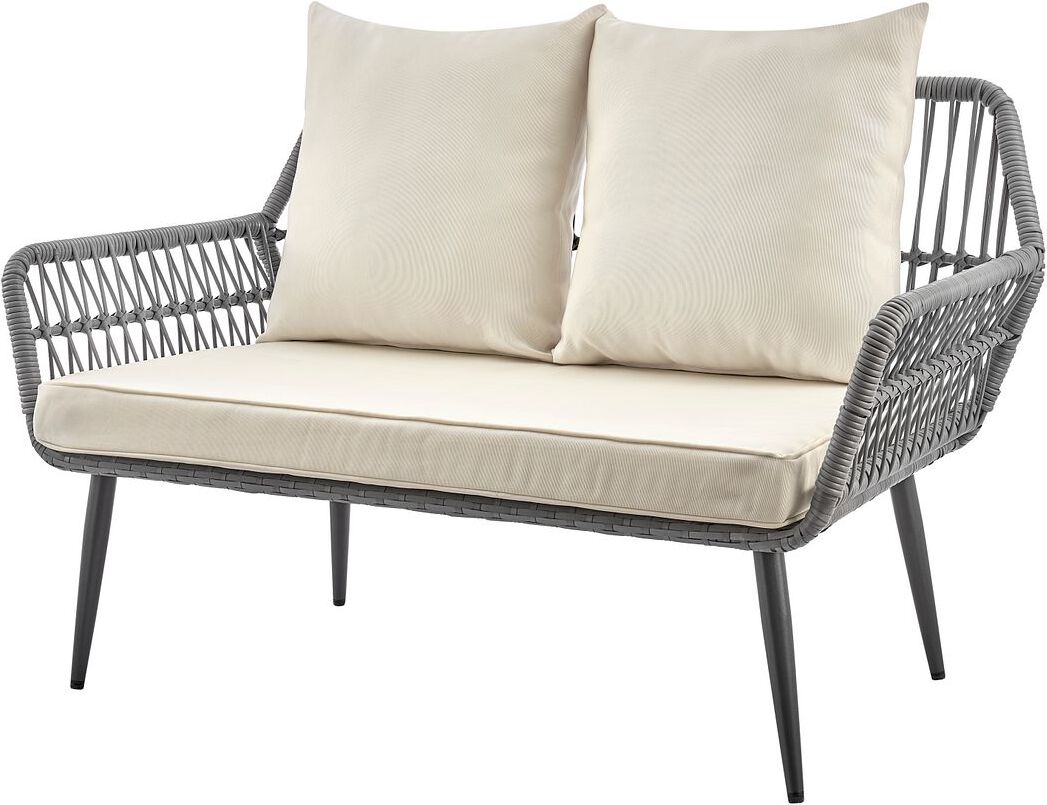 Manhattan Comfort Outdoor Conversation Sets - Portofino Patio 4- Person Conversation Set with Coffee Table with Cream Cushions